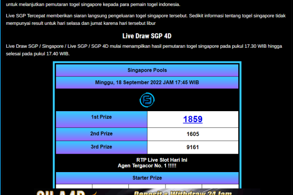 Data Live Draw Singapore Prize