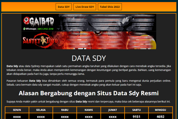 Situs Hasil Keluaran Data Sdy 
