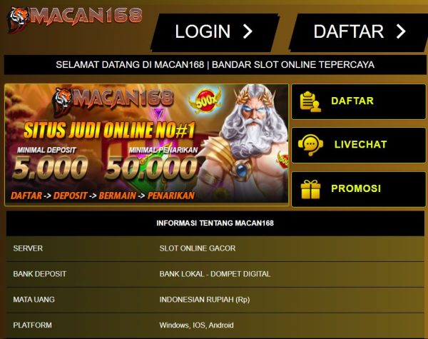 Daftar Situs Macan168 Slot Online Gacor Gampang Maxwin 2023
